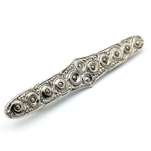 Vintage art deco style silver tone bar brooch pin